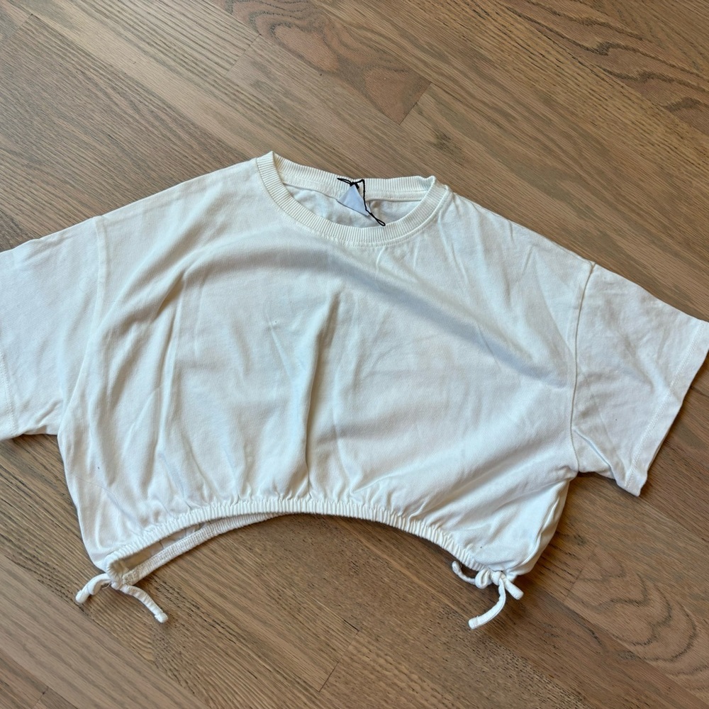 Zara Girl 13-14Y Cotton White Cropped Tshirt